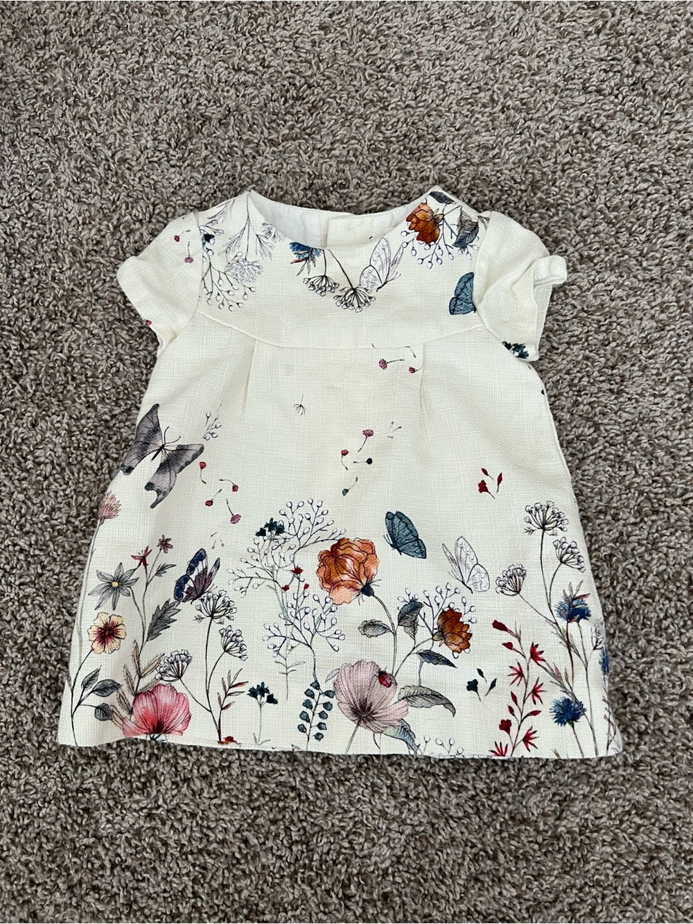 Zara baby Cream Dress with Multicolor Floral Print